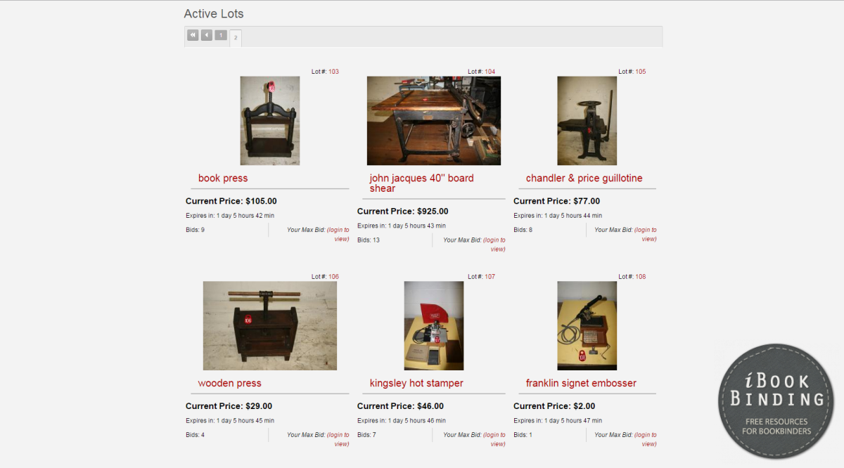 2015.08.20 - Bookbinding Tools Auction