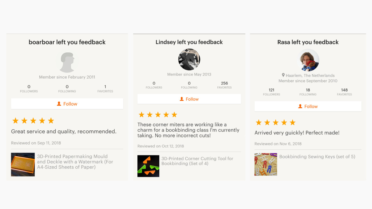 2018.12.03 - Recent Etsy Reviews of iBookBinding