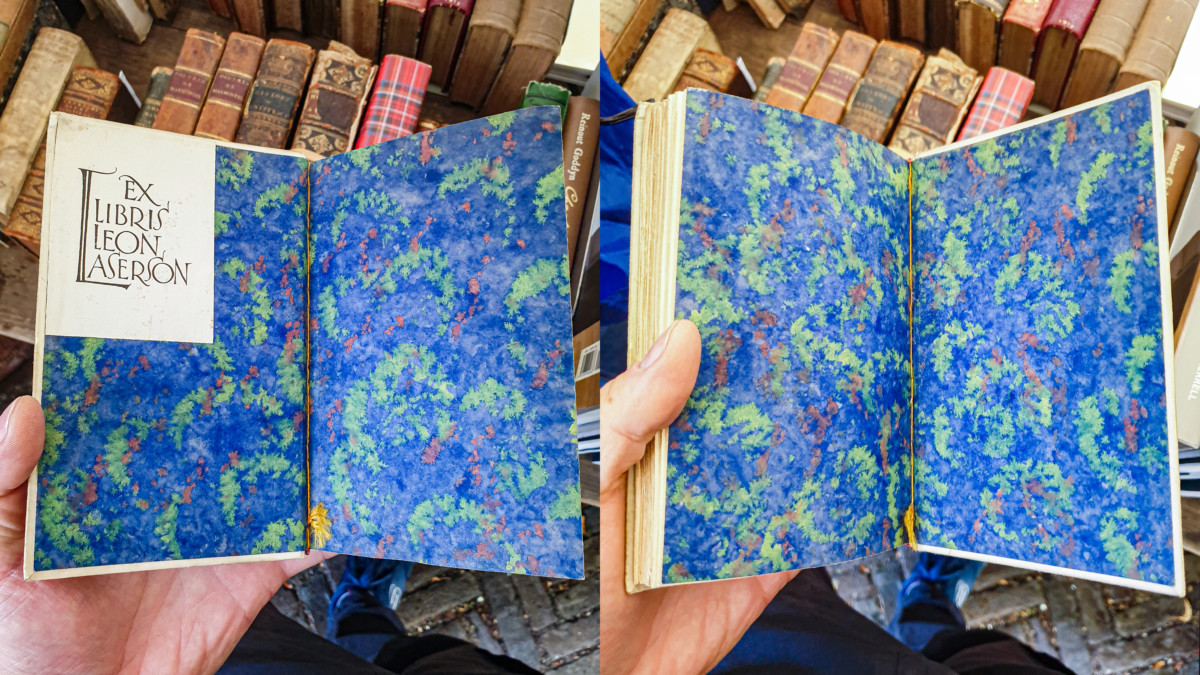 2019.10.23 - Colorful Blue-Green Paste Paper from an Early 20th-Century Binding