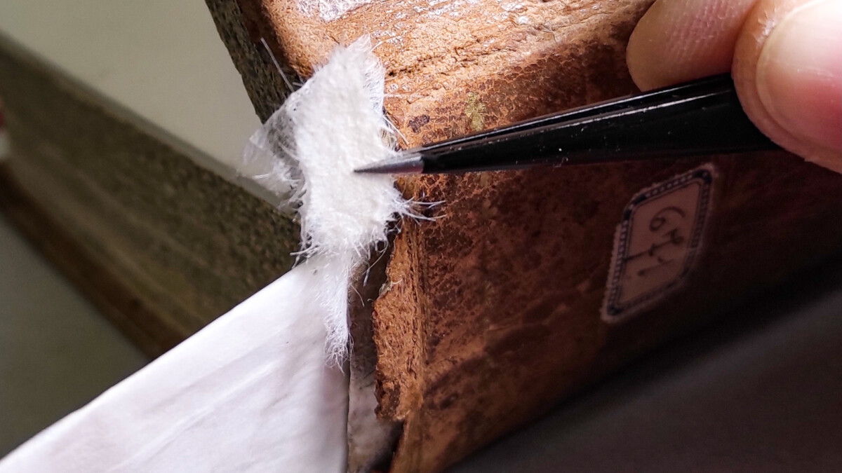 Book conservation - work in progress on a 16th century book